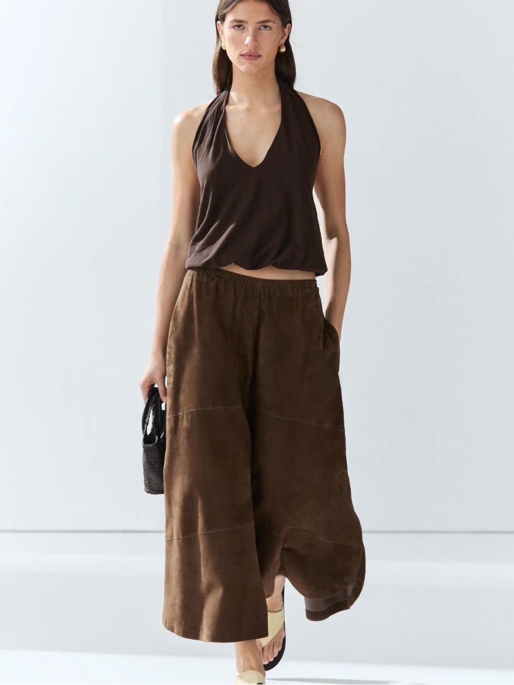 Massimo Dutti NWT SUEDE LEATHER MIDI SKIRT 5364/684